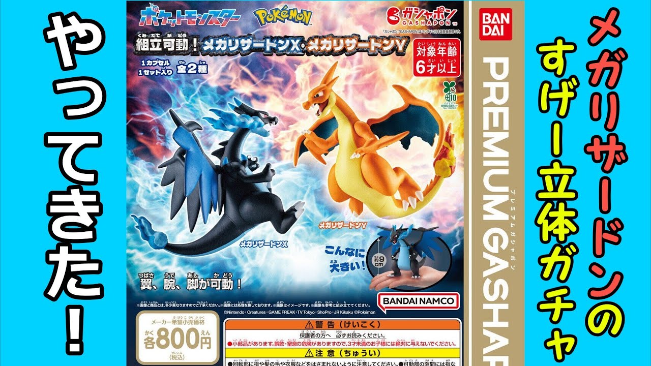 【ガチャガチャ】ポケットモンスター組立可動！メガリザードンX・メガリザードンYをやってきたよ【開封レビュー】