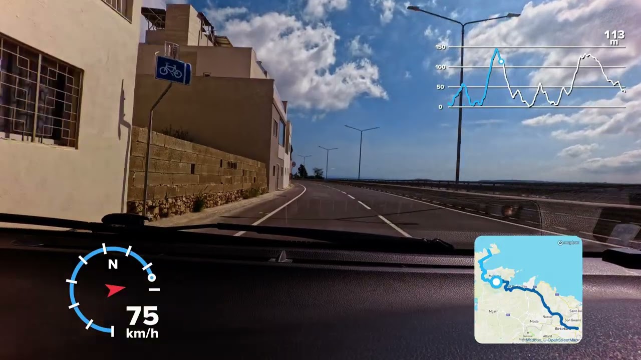MALTA ROAD TRIP 4K🌴MELLIEHA →MSIDA| POV Drive with Map & Speed & Altitude 🚗 