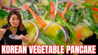 🌱DELICIOUS way to EAT more VEGETABLES🥕 EASY Korean Vegetable Pancakes🧅야채전 바삭하게 굽는법 [비오는날 파전]