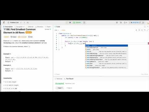 Find Smallest Common Element in All Rows – Step-by-Step Solution (LeetCode Challenge #1198)