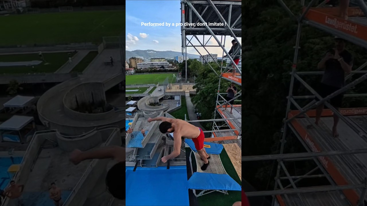 VERY ACROBATIC ! TRAMPO 3 FLIPS + 2,5 TWISTS 16 M. IG @robingeorges 