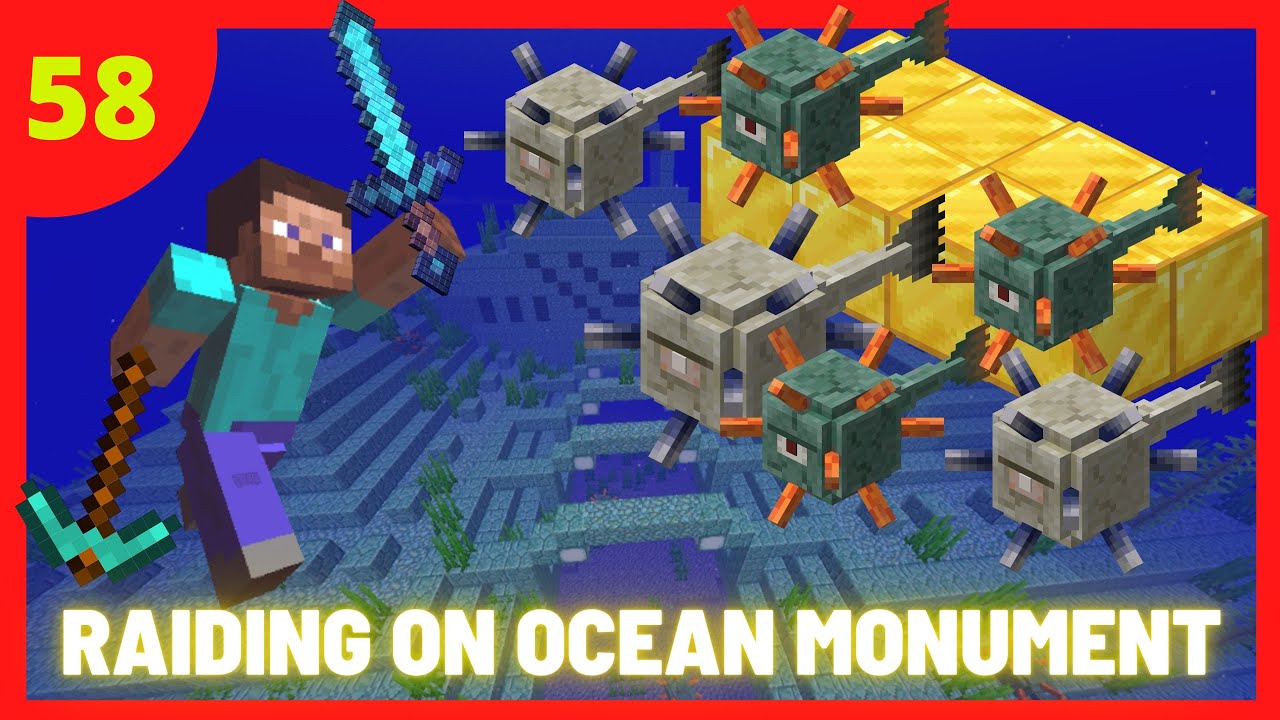 Raiding On Minecraft Ocean Monument In Minecraft - YouTube