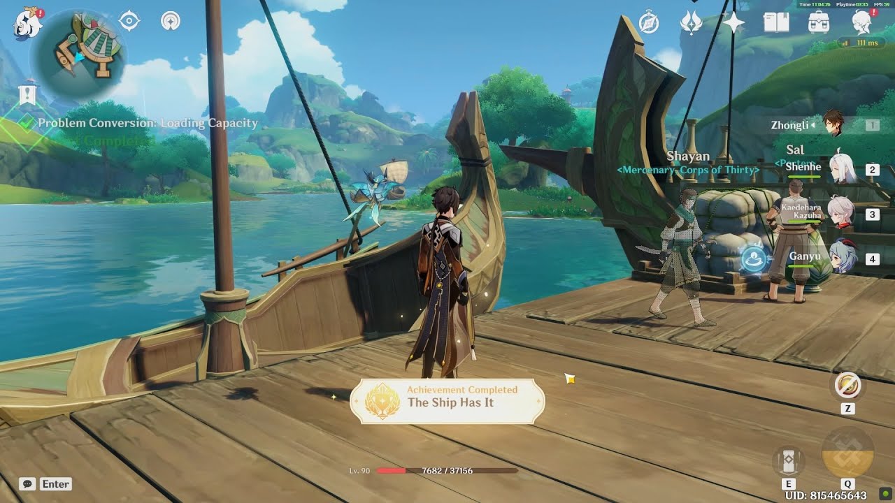 Genshin Impact-Achievement The Ship Has It|Problem Conversion : Loading Capacity [Commission Quests]