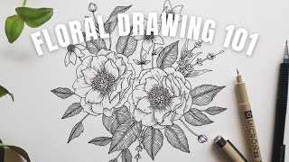 YOU can draw flowers ❃ An introduction to drawing florals + leaves with ink (Beginner Friendly!)