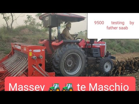 Massey 9500 with Maschio Gaspardo 8ft super seeder performance@1300 rpm🚜