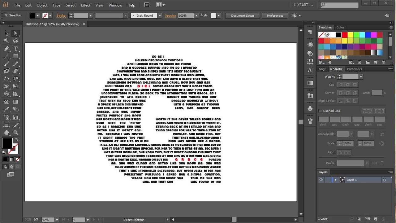 How To Fill A Character With Text In Adobe Illustrator YouTube How To Fill A Character With Text In Adobe Illustrator YouTube