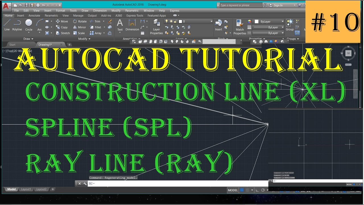 #10 || spline || Construction line || Ray line || autocad spline command ||  autocad tutorial