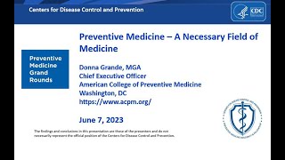 PMGR: Preventive Medicine – A Necessary Field of Medicine