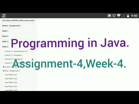 Programming in Java || Assignment 4 || NPTEL Assignment 4 Answer || Swayam || Week 4.