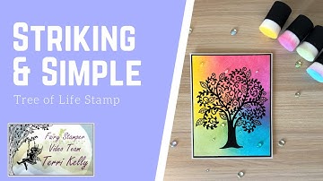 Tree of Life on an ink blended background - creating a simple but striking Card