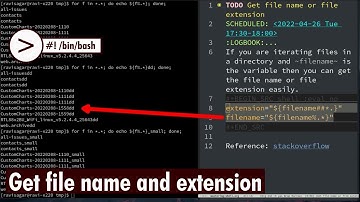 Shell script to get file name and extension