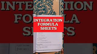 INTEGRATION| FORMULA SHEET| Integral Calculus| Class 12 Maths| #shorts #integration #mathematics