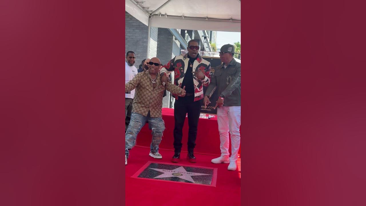 #spliffstarr hypes up the crowd as #bustarhymes gets his star on the Hollywood walk of fame