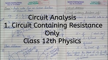 Circuit Containing Resistance Only, Analysis, Chapter 7, Alternating Current, Class 12 Physics