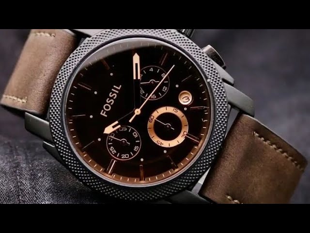 UNBOXING FOSSIL MACHINE CHRONOGRAPH BLACK ECO LEATHER WATCH FS5921 FOR MEN  - 42MM - YouTube