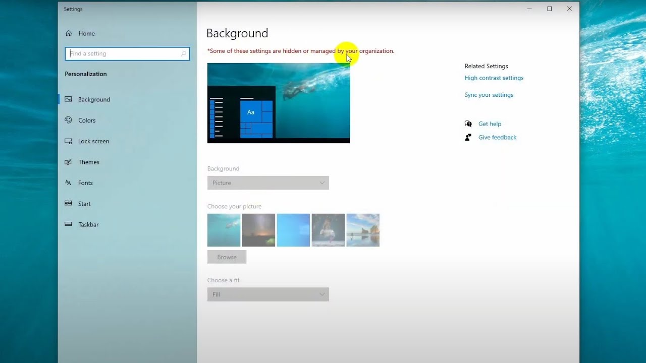 Background Wallpaper, Some of these settings are hidden or managed by your  organization (Windows 10) - YouTube