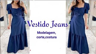 ✅️ DIY Como fazer Vestido Jeans Longo_Costura fácil passo a passo para iniciantes Gisleide Novelo