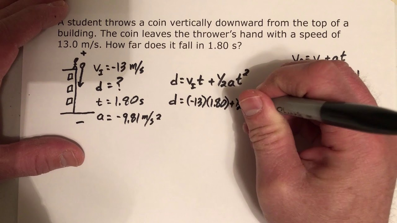 free fall problem with solution