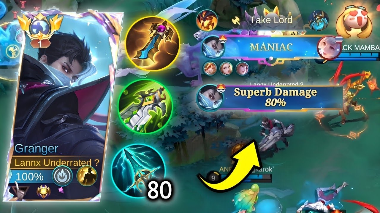 GRANGER BRUTAL DAMAGE?! I GOT "SUPERB DAMAGE!!" AND MANIAC!! GAMEPLAY TOP GLOBAL GRANGER!!🔥