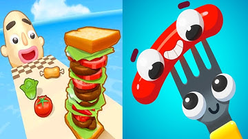 Sandwich Runner VS Fork N Sausage - Satisfying ASMR Gameplay ALL Levels