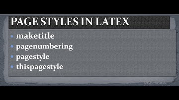 Page styles in LaTex|make title in LaTeX|page numbering in LaTeX|this page style in LaTeX