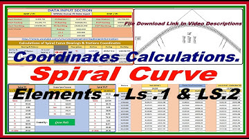 Spiral Curve With Curve Elements & Coordinates Calculations.