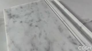 SKU C06H Architectural Base Carrara White 6x12 Skirting Baseboard Molding Honed