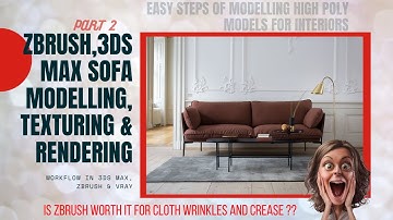 3ds max sofa and pillow modelling, texturing and rendering in vray Part 2