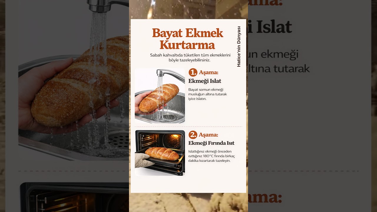 🔥 Bayat Ekmek Kurtarma Yöntemi! Asla Çöpe Atmayın! #pratiktarifler #tarif #yemektarifleri #kolaylık