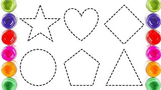 2d Shapes Drawing for Kids , Colouring Shapes , Art , Heart Shape , Preschool 2d shapes drawing 