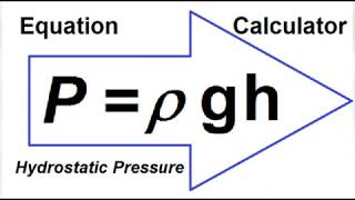Hydrostatic Pressure, Equation Calculator, P = (density) gh