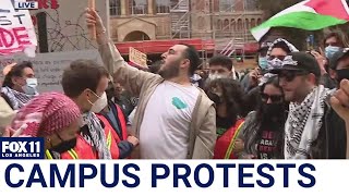 Tents set up on UCLA, USC campuses