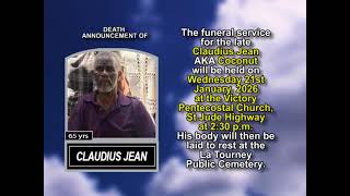 Claudius Jean ~ Short Obituary