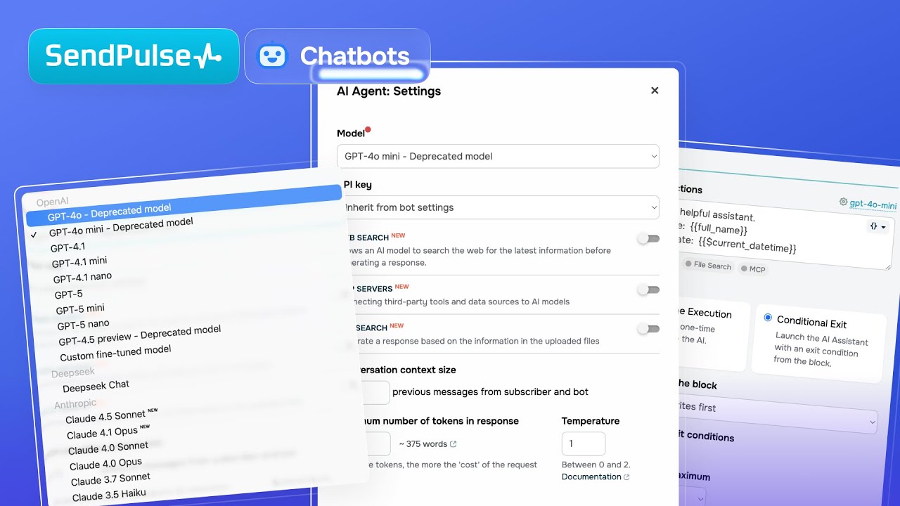 Как настроить модель искусственного интеллекта в чат-боте SendPulse