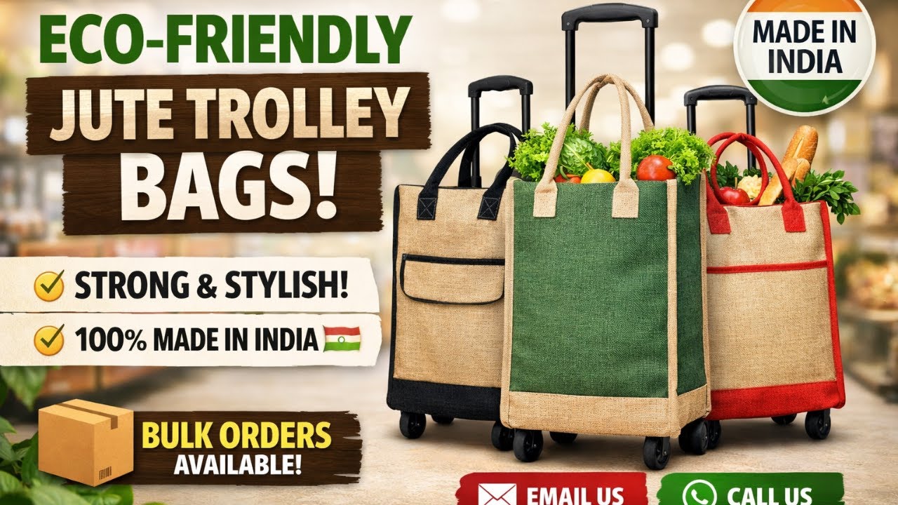 Eco-Friendly Jute Trolley Bags 🌱 | Strong, Stylish & 100% Made in India 🇮🇳