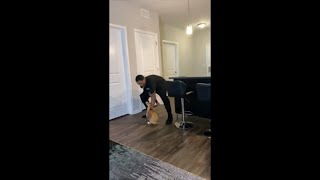 Guy Carries Barking Dog, That’s Chasing Him, and Barks at It