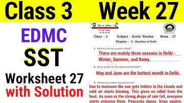 EDMC Class 3 SST Week 27 Worksheet 27 || WEATHER OF DELHI || Class 3rd worksheet 27 Solution