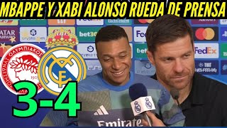 MBAPPE y XABI ALONSO rueda de PRENSA despues de la VICTORIA del REAL MADRID 4 vs OLIMPIACOS 3