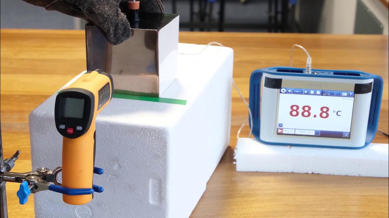 Leslie's cube with infrared thermometer YouTube