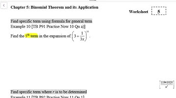 SHSS Sec 3 A Math Binomial Theorem example 10