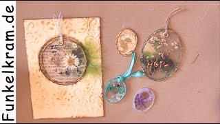 JunkJournal Charms aus Folie und Trockenblumen Tutorial