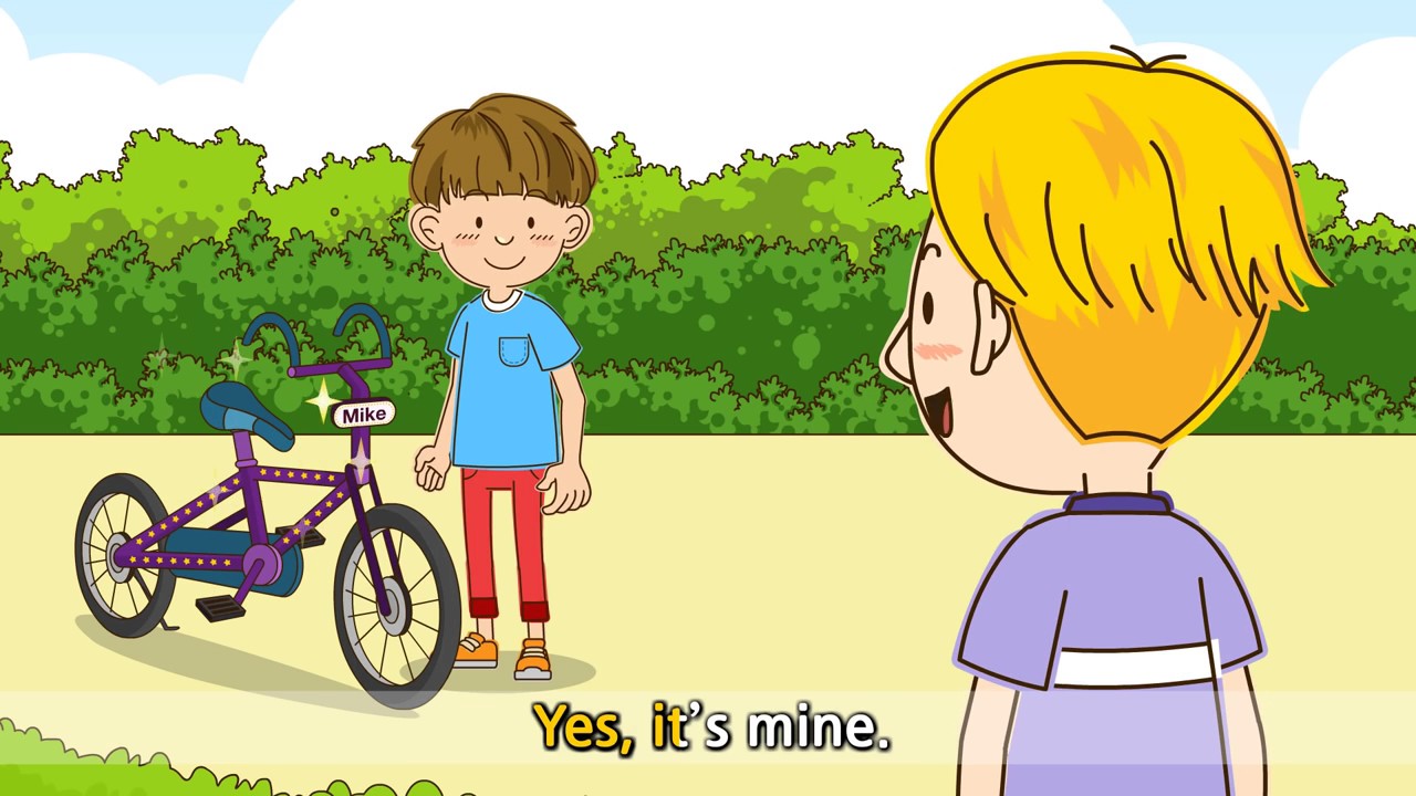 Possessive Whose bike is this It's mine Easy Dialogue English