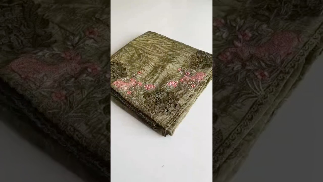 Premium Pure Crush Silk Embroidery & Cutwork Saree