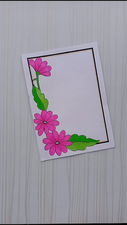 Pink Flower Corner Border Design | Creative Project Decoration/6 easy border/Priyanka gunval #shorts