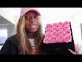 Review Rose Forever New York 🩷 Passion Pearl Pink Square Black Velvet Preserved Roses
