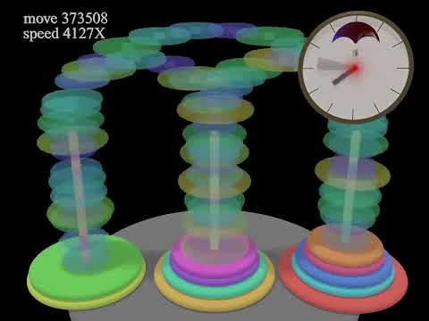 Solving 19-disc Hanoi Tower stack puzzle