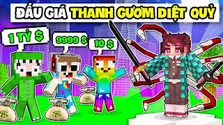 KHANGG BEDWARS THỬ THÁCH 24H ĐẤU GIÁ SỞ HỮU ANIME THANH GƯƠM DIỆT QUỶ CÙNG NOOB TEAM TRONG MINECRAFT