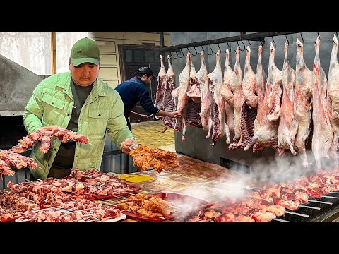 One of the largest shashlik centers in Uzbekistan l How big kebabs