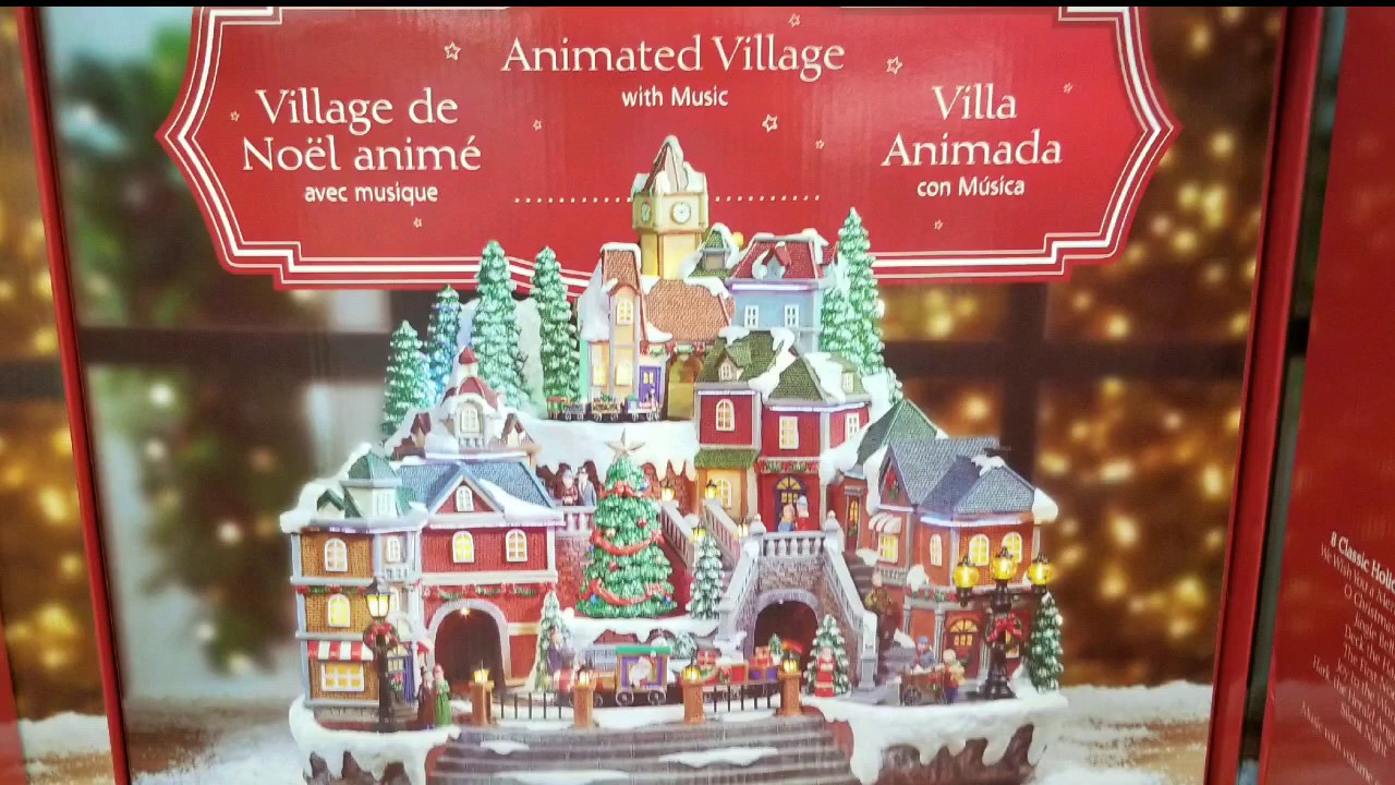 Costco! Animated Winter Village Train Village w/ Lights and Music! $89! -  YouTube