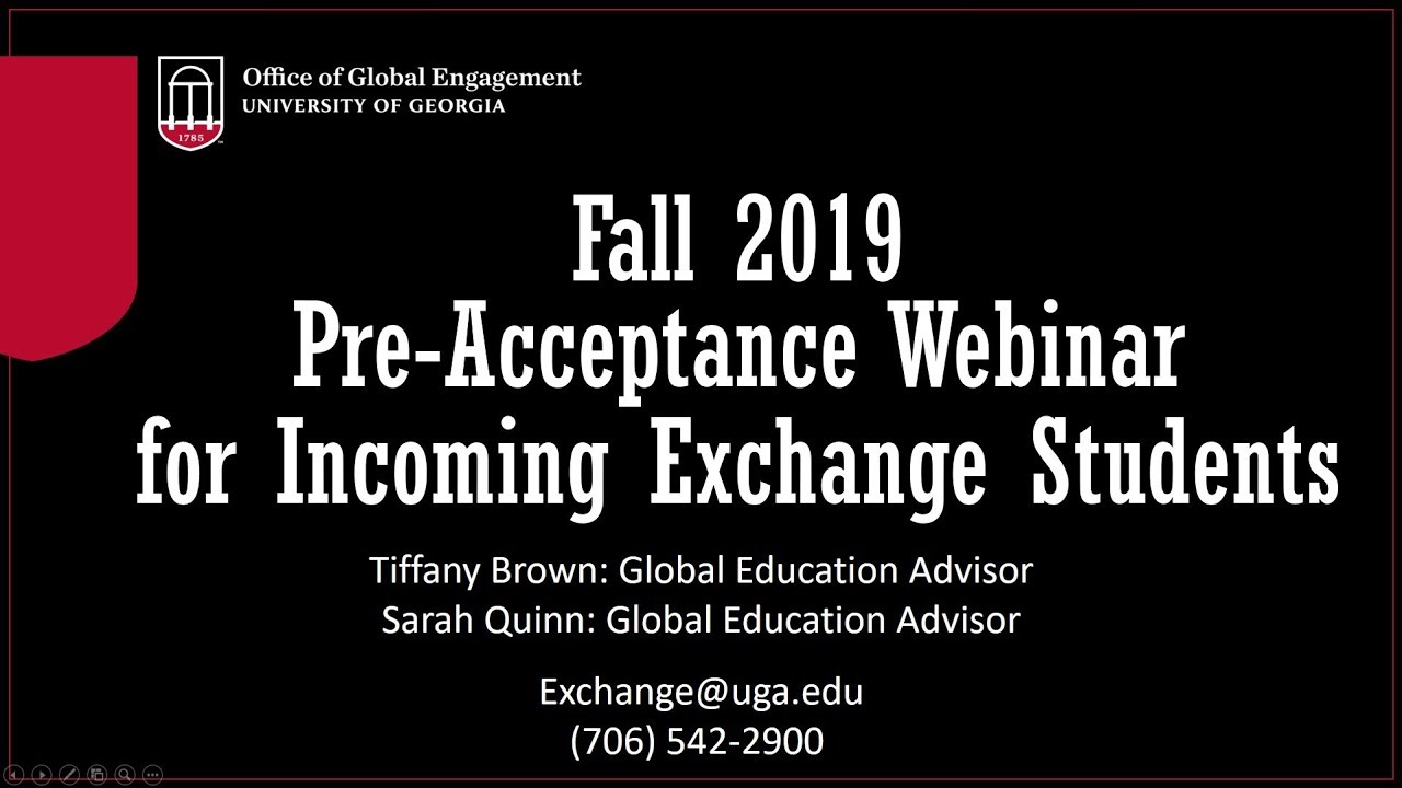 Fall 2019 Incoming Exchanges Webinar: Pre-Acceptance - YouTube